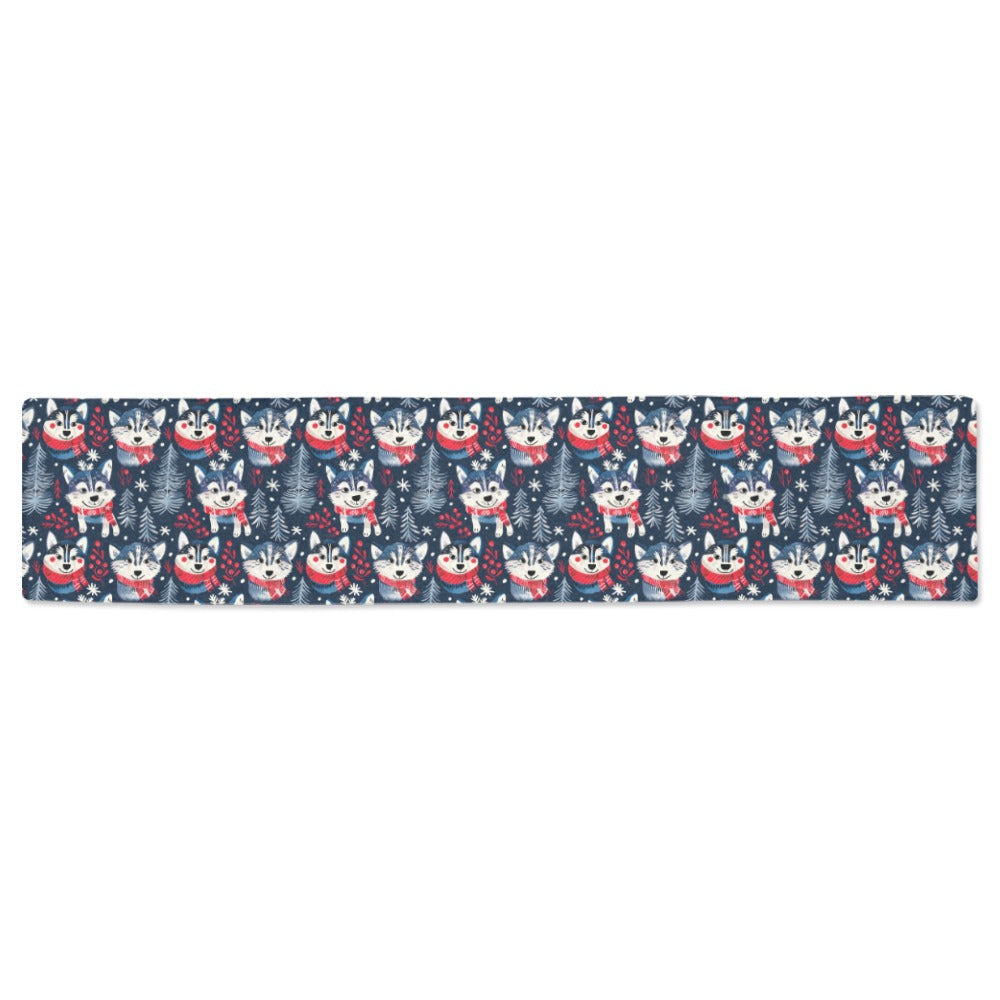 Midnight Merriment Husky Christmas Table Runner-Home Decor-Christmas, Home Decor, Siberian Husky-ONE SIZE-2