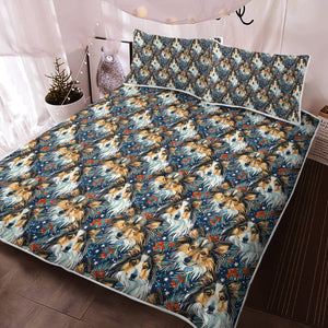 Midwinter Dream Sheltie's Christmas Quilted Blanket or Bedding Set-Bedding-Bedding, Blankets, Christmas, Home Decor, Rough Collie, Shetland Sheepdog-3