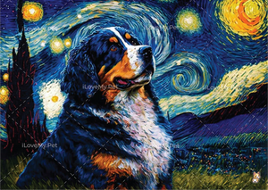 Milky Way Bernese Mountain Dog Wall Art Poster-Home Decor-Bernese Mountain Dog, Dog Art, Dogs, Home Decor, Poster-12" x 16" inches-1