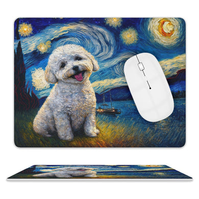 Milky Way Bichon Frise Leather Mouse Pad-Accessories-Accessories, Bichon Frise, Dog Dad Gifts, Dog Mom Gifts, Home Decor, Mouse Pad-ONE SIZE-White-2