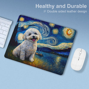 Milky Way Bichon Frise Leather Mouse Pad-Accessories-Accessories, Bichon Frise, Dog Dad Gifts, Dog Mom Gifts, Home Decor, Mouse Pad-ONE SIZE-White-4