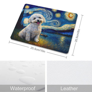 Milky Way Bichon Frise Leather Mouse Pad-Accessories-Accessories, Bichon Frise, Dog Dad Gifts, Dog Mom Gifts, Home Decor, Mouse Pad-ONE SIZE-White-1