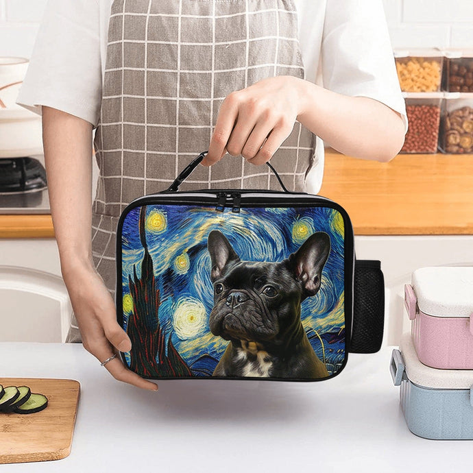 Milky Way Black French Bulldog Leather Lunch Bag-Accessories-Bags, Dog Dad Gifts, Dog Mom Gifts, French Bulldog, Lunch Bags-2