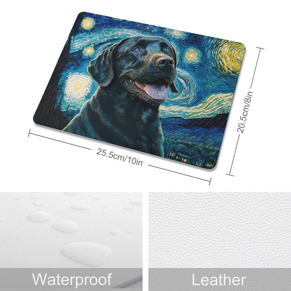Black Labrador Mouse Pad - Milky Way Black Labrador - PU Leather