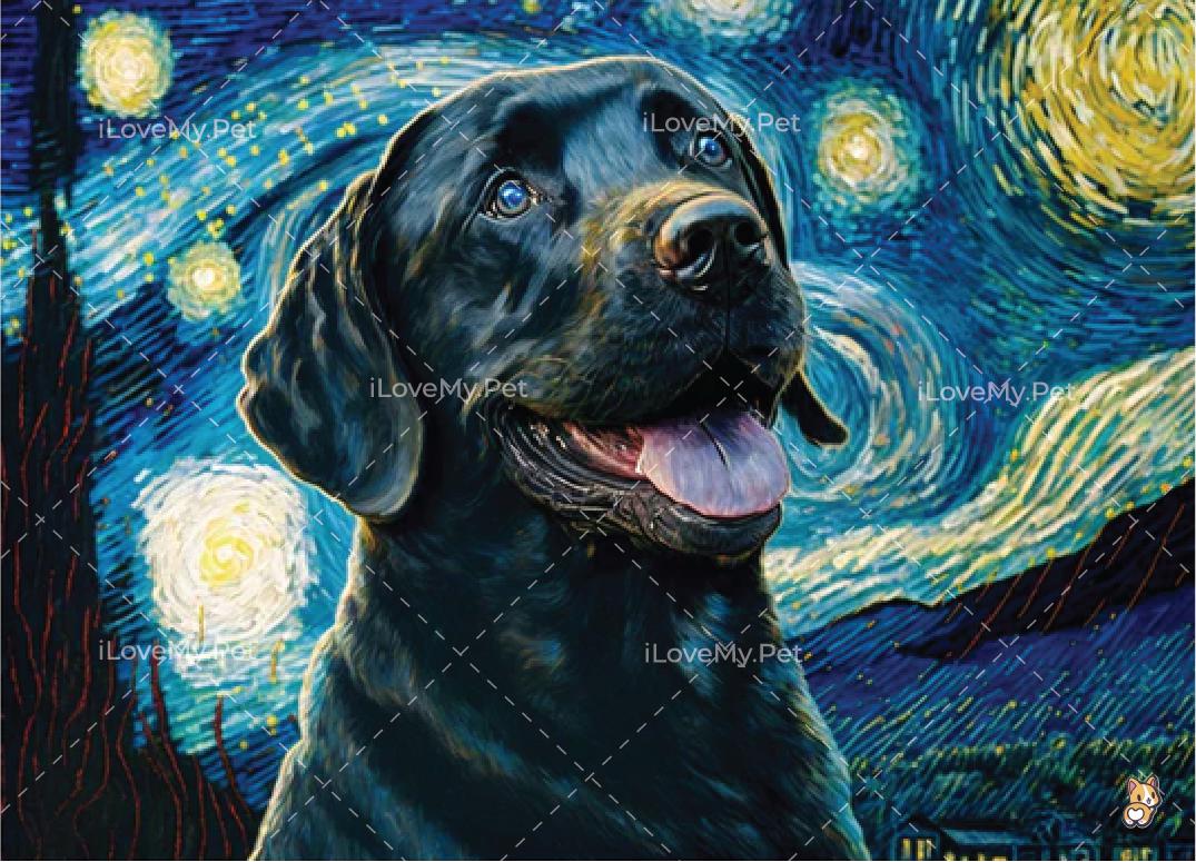 Milky Way Black Labrador Wall Art Poster