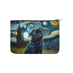 Milky Way Black Pug Carry-All Pouch-Accessories-Accessories, Bags, Dog Dad Gifts, Dog Mom Gifts, Pug, Pug - Black-White-ONESIZE-2