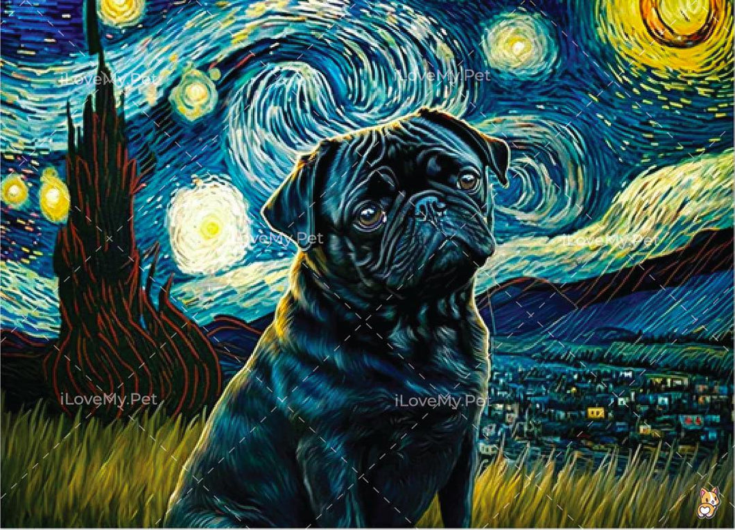 Milky Way Black Pug Wall Art Poster-Home Decor-Dog Art, Dogs, Home Decor, Poster, Pug-12