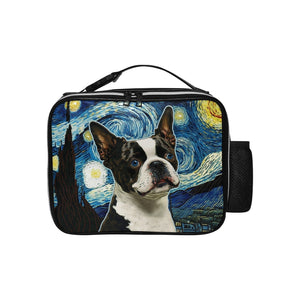 Milky Way Boston Terrier Leather Lunch Bag-Accessories-Bags, Boston Terrier, Dog Dad Gifts, Dog Mom Gifts, Lunch Bags-Black-ONE SIZE-1