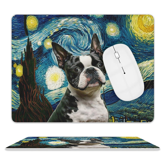 Milky Way Boston Terrier Leather Mouse Pad-Accessories-Accessories, Boston Terrier, Dog Dad Gifts, Dog Mom Gifts, Home Decor, Mouse Pad-3