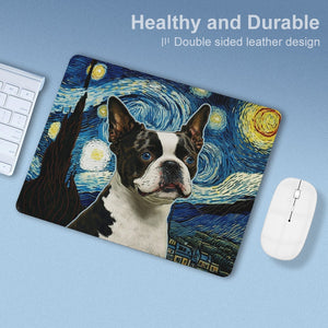 Milky Way Boston Terrier Leather Mouse Pad-Accessories-Accessories, Boston Terrier, Dog Dad Gifts, Dog Mom Gifts, Home Decor, Mouse Pad-9