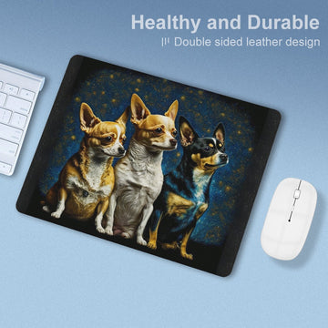 Milky Way Chihuahuas Leather Mouse Pad-Accessories-Accessories, Chihuahua, Dog Dad Gifts, Dog Mom Gifts, Home Decor, Mouse Pad-ONE SIZE-White-4
