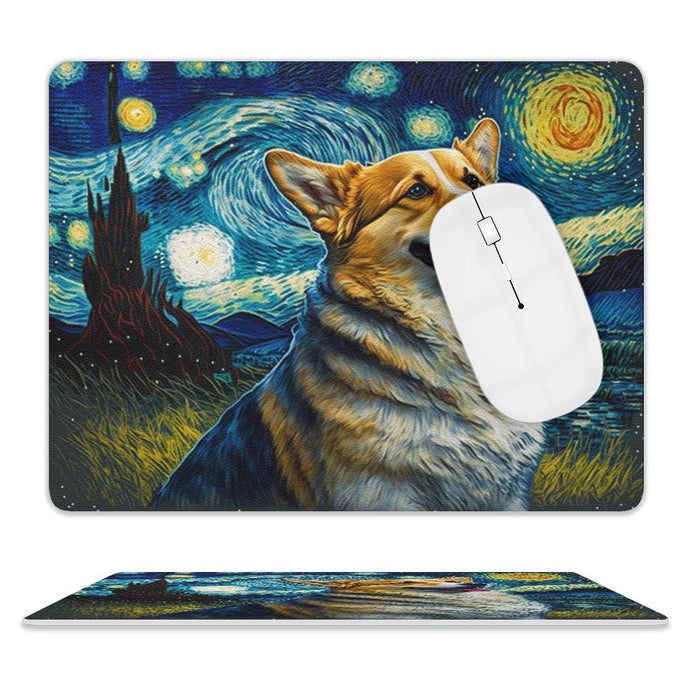 Milky Way Corgi Leather Mouse Pad-Accessories-Accessories, Corgi, Dog Dad Gifts, Dog Mom Gifts, Home Decor, Mouse Pad-ONE SIZE-White-2