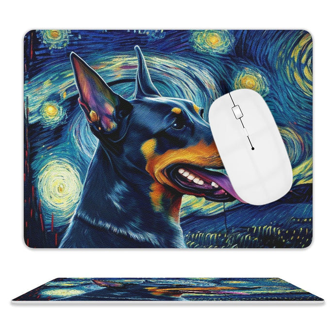 Milky Way Doberman Leather Mouse Pad-Accessories-Accessories, Doberman, Dog Dad Gifts, Dog Mom Gifts, Home Decor, Mouse Pad-ONE SIZE-White-2
