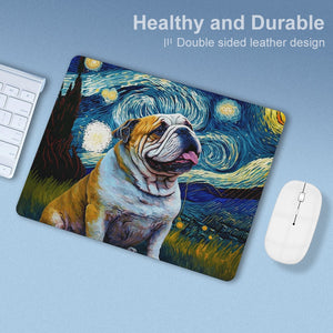 Milky Way English Bulldog Leather Mouse Pad-Accessories-Accessories, Dog Dad Gifts, Dog Mom Gifts, English Bulldog, Home Decor, Mouse Pad-ONE SIZE-White-4