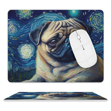 Load image into Gallery viewer, Milky Way Fawn Pug Leather Mouse Pad-Accessories-Accessories, Dog Dad Gifts, Dog Mom Gifts, Home Decor, Mouse Pad, Pug-ONE SIZE-White-2