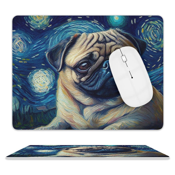 Milky Way Fawn Pug Leather Mouse Pad-Accessories-Accessories, Dog Dad Gifts, Dog Mom Gifts, Home Decor, Mouse Pad, Pug-ONE SIZE-White-2