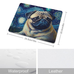 Milky Way Fawn Pug Leather Mouse Pad-Accessories-Accessories, Dog Dad Gifts, Dog Mom Gifts, Home Decor, Mouse Pad, Pug-ONE SIZE-White-1