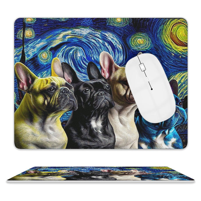 Milky Way Frenchies Leather Mouse Pad-Accessories-Accessories, Dog Dad Gifts, Dog Mom Gifts, French Bulldog, Home Decor, Mouse Pad-ONE SIZE-White-2