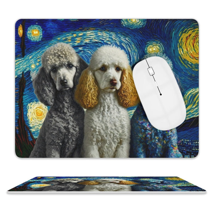 Milky Way Poodles Leather Mouse Pad-Accessories-Accessories, Dog Dad Gifts, Dog Mom Gifts, Home Decor, Mouse Pad, Poodle-ONE SIZE-White-2