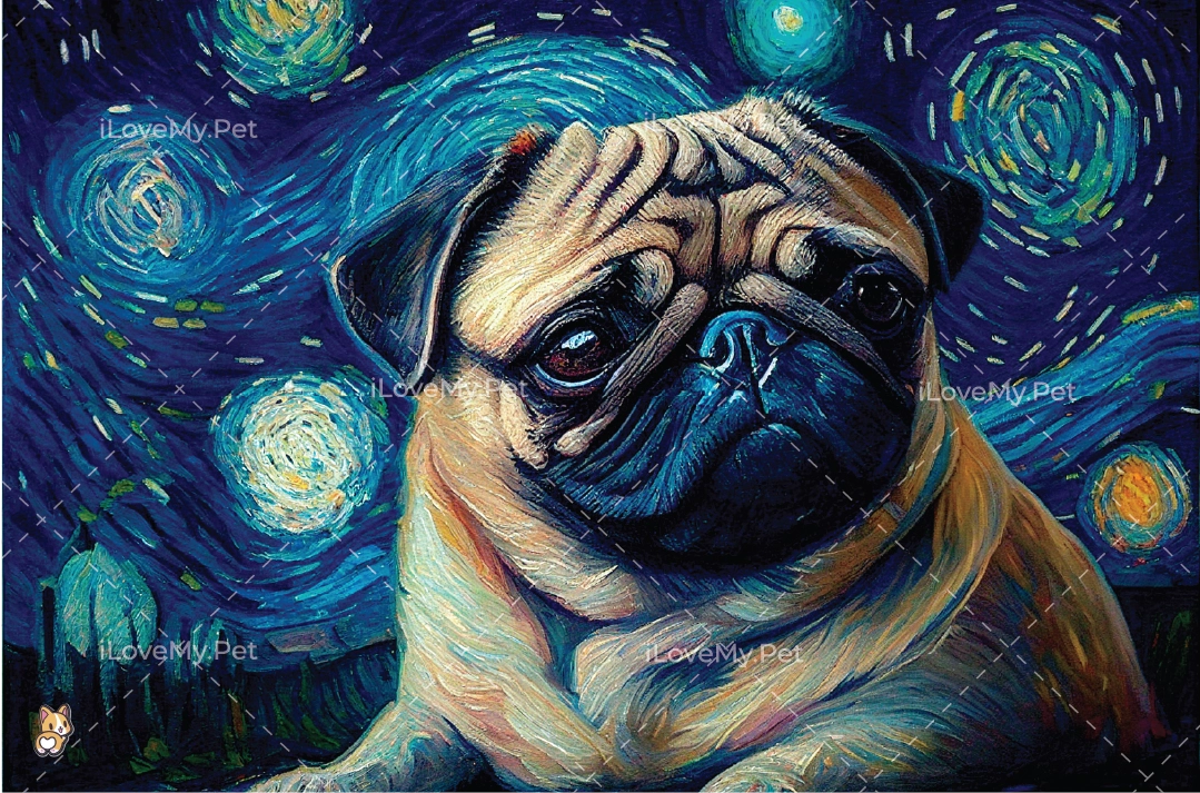 Milky Way Pug Wall Art Posters