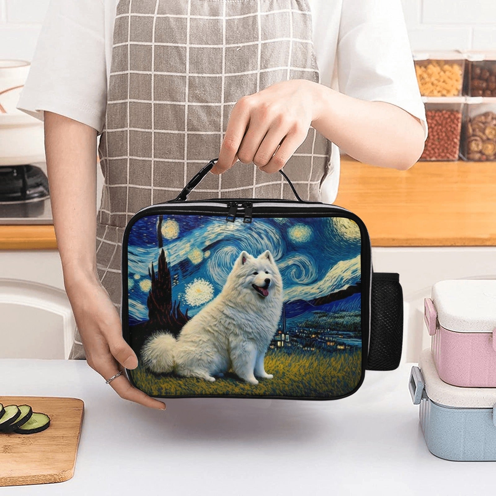 Milky Way Samoyed Leather Lunch Bag 2