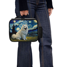 Load image into Gallery viewer, Milky Way Samoyed Leather Lunch Bag-Accessories-Bags, Dog Dad Gifts, Dog Mom Gifts, Lunch Bags, Samoyed-Black-ONE SIZE-4