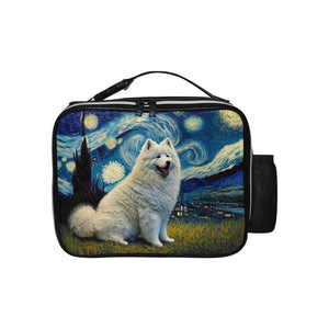Milky Way Samoyed Leather Lunch Bag-Accessories-Bags, Dog Dad Gifts, Dog Mom Gifts, Lunch Bags, Samoyed-Black-ONE SIZE-1