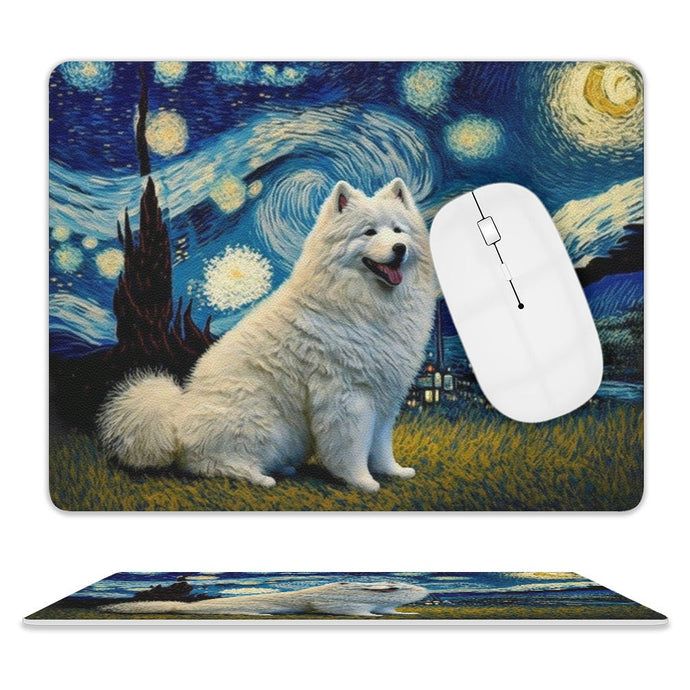 Milky Way Samoyed Leather Mouse Pad-Accessories-Accessories, Dog Dad Gifts, Dog Mom Gifts, Home Decor, Mouse Pad, Samoyed-ONE SIZE-White-2