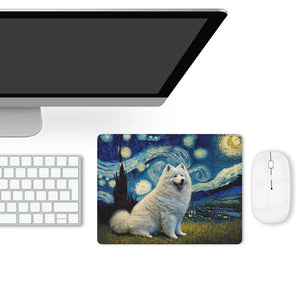 Milky Way Samoyed Leather Mouse Pad-Accessories-Accessories, Dog Dad Gifts, Dog Mom Gifts, Home Decor, Mouse Pad, Samoyed-ONE SIZE-White-3