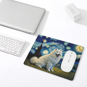 Milky Way Samoyed Leather Mouse Pad-Accessories-Accessories, Dog Dad Gifts, Dog Mom Gifts, Home Decor, Mouse Pad, Samoyed-ONE SIZE-White-5
