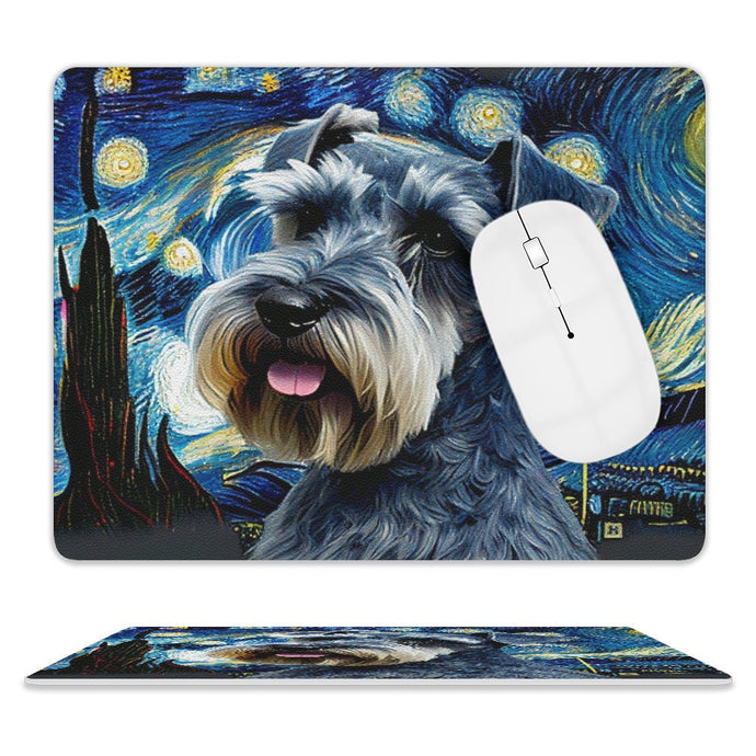 Milky Way Schnauzer Leather Mouse Pad-Accessories-Dog Dad Gifts, Dog Mom Gifts, Home Decor, Mouse Pad, Schnauzer-ONE SIZE-White-2