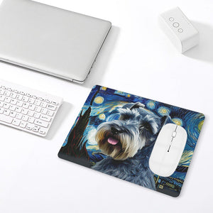 Milky Way Schnauzer Leather Mouse Pad-Accessories-Dog Dad Gifts, Dog Mom Gifts, Home Decor, Mouse Pad, Schnauzer-ONE SIZE-White-3