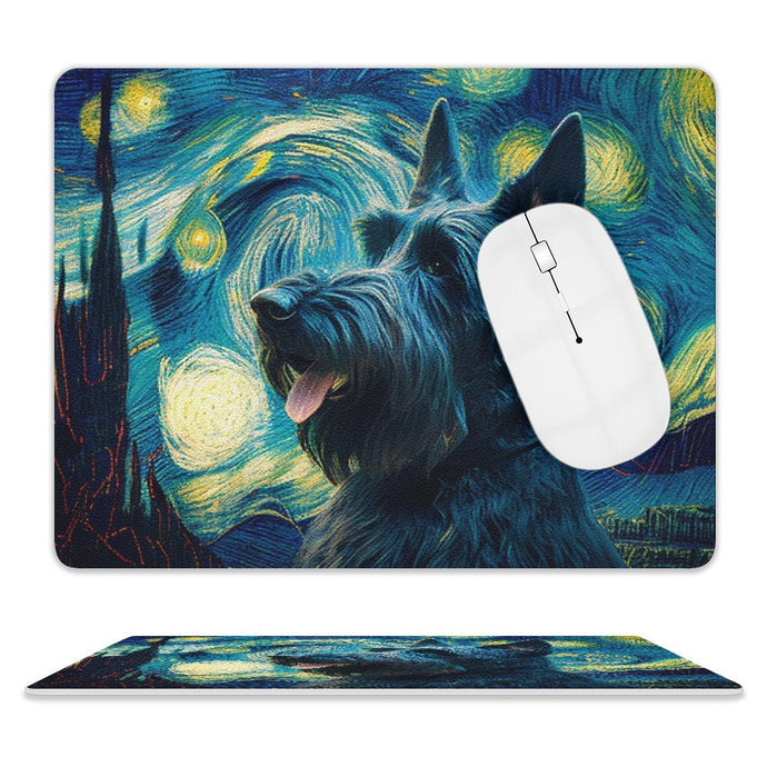 Milky Way Scottish Terrier Leather Mouse Pad-Accessories-Accessories, Dog Dad Gifts, Dog Mom Gifts, Home Decor, Mouse Pad, Scottish Terrier-ONE SIZE-White-2