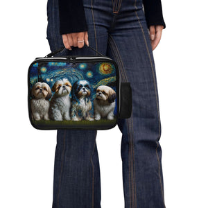 Milky Way Shih Tzus Leather Lunch Bag-Accessories-Bags, Dog Dad Gifts, Dog Mom Gifts, Lunch Bags, Shih Tzu-Black-ONE SIZE-4