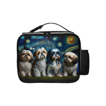 Load image into Gallery viewer, Milky Way Shih Tzus Leather Lunch Bag-Accessories-Bags, Dog Dad Gifts, Dog Mom Gifts, Lunch Bags, Shih Tzu-Black-ONE SIZE-1