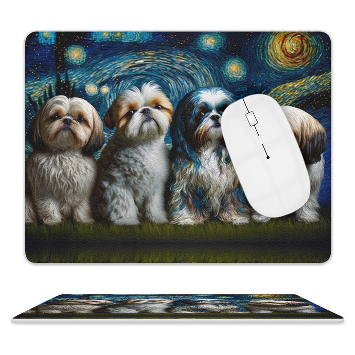 Milky Way Shih Tzus Leather Mouse Pad-Accessories-Accessories, Dog Dad Gifts, Dog Mom Gifts, Home Decor, Mouse Pad, Shih Tzu-ONE SIZE-White-2