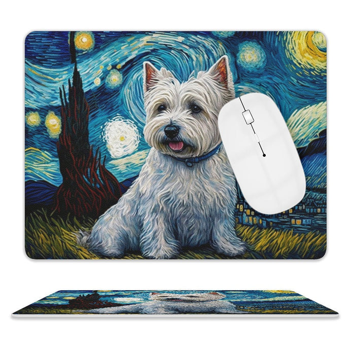Milky Way West Highland Terrier Leather Mouse Pad-Accessories-Accessories, Dog Dad Gifts, Dog Mom Gifts, Home Decor, Mouse Pad, West Highland Terrier-ONE SIZE-White-2
