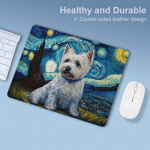 Milky Way West Highland Terrier Leather Mouse Pad-Accessories-Accessories, Dog Dad Gifts, Dog Mom Gifts, Home Decor, Mouse Pad, West Highland Terrier-ONE SIZE-White-4