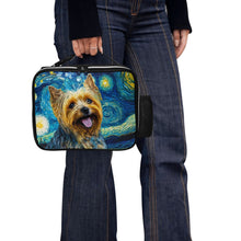 Load image into Gallery viewer, Milky Way Yorkshire Terrier Leather Lunch Bag-Accessories-Bags, Dog Dad Gifts, Dog Mom Gifts, Lunch Bags, Yorkshire Terrier-Black-ONE SIZE-4