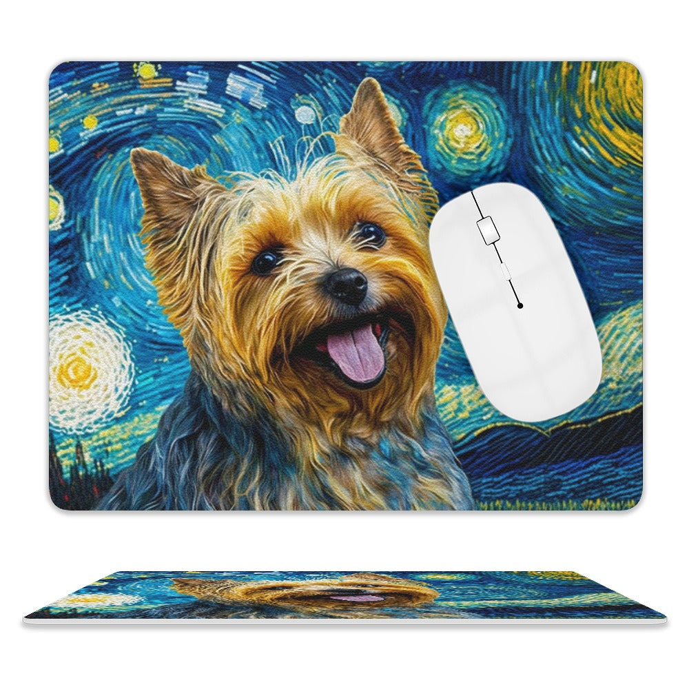 Milky Way Yorkshire Terrier Leather Mouse Pad 2