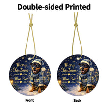 Load image into Gallery viewer, Miniature Pinscher Christmas Ornament - Cozy Winter Pet Portrait Design - Personalize with Photo and Name-Christmas Ornament-Christmas,Christmas Ornament,Miniature Pinscher,Personalize Artwork-4
