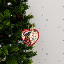 Load image into Gallery viewer, Miniature Pinscher Christmas Ornament - Love &amp; Joy Heart Shaped Portrait - Personalize with Photo and Name-Christmas Ornament-Christmas,Christmas Ornament,Miniature Pinscher,Personalize Artwork-3