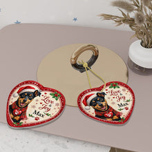 Load image into Gallery viewer, Miniature Pinscher Christmas Ornament - Love &amp; Joy Heart Shaped Portrait - Personalize with Photo and Name-Christmas Ornament-Christmas,Christmas Ornament,Miniature Pinscher,Personalize Artwork-6