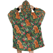 Load image into Gallery viewer, Mistletoe and Cocker Spaniels Christmas Ensemble Blanket Hoodie-Blanket-Apparel, Blanket Hoodie, Blankets, Christmas, Cocker Spaniel, Dog Mom Gifts-ONE SIZE-2