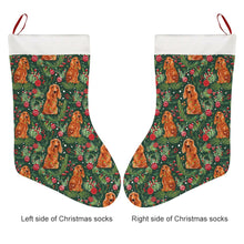Load image into Gallery viewer, Mistletoe and Cocker Spaniels Christmas Ensemble Christmas Stocking-Christmas Ornament-Christmas, Cocker Spaniel, Home Decor-26X42CM-White1-2