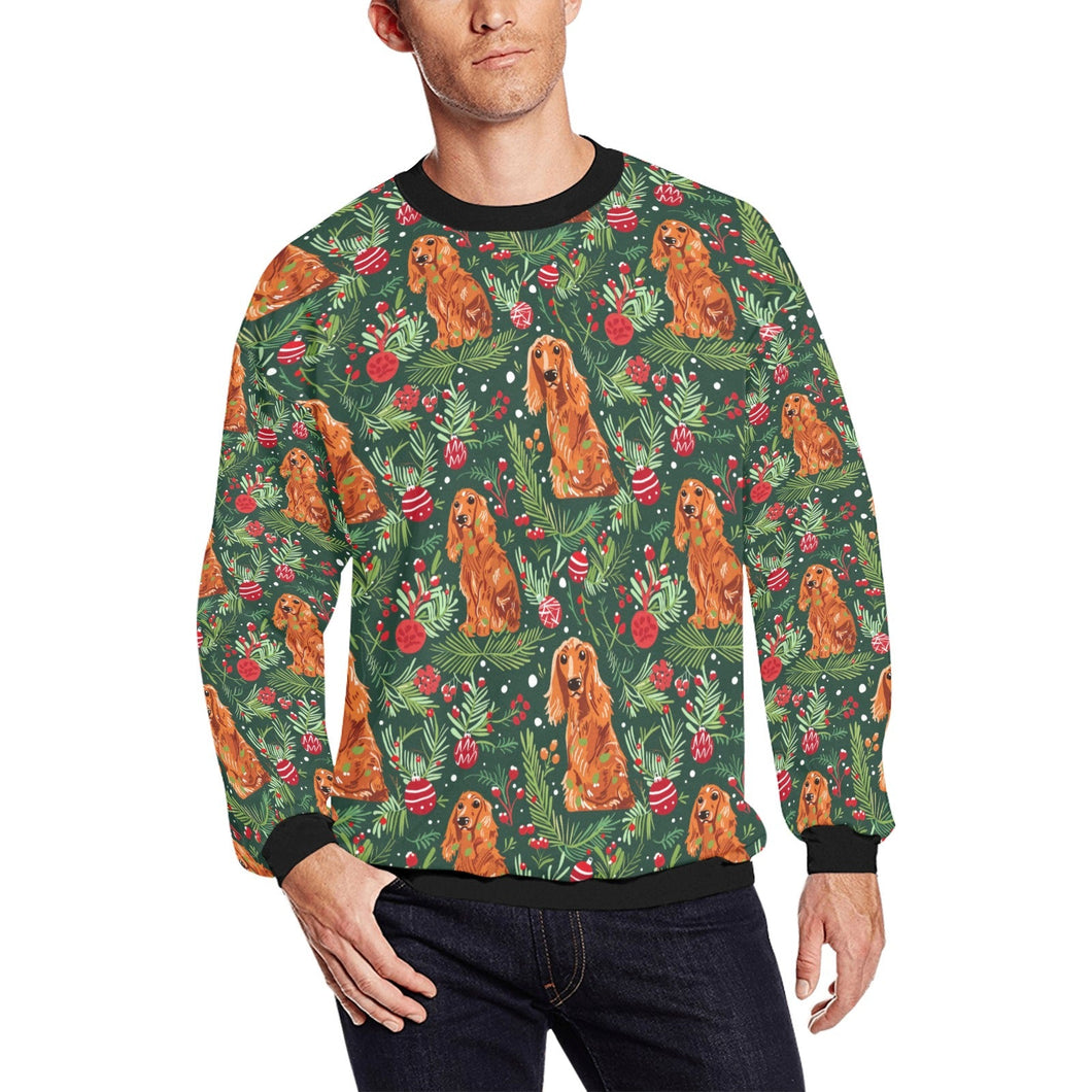 Mistletoe and Cocker Spaniels Christmas Ensemble Fuzzy Sweatshirt for Men-Apparel-Apparel, Christmas, Cocker Spaniel, Dog Dad Gifts, Sweatshirt-S-1