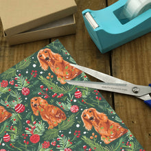 Load image into Gallery viewer, Mistletoe and Cocker Spaniels Christmas Ensemble Gift Wrapping Paper - 2 Rolls-Christmas Ornament-Christmas,Cocker Spaniel,Wrapping Paper-2