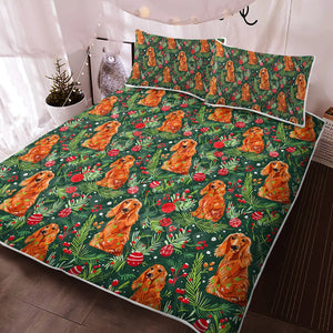 Mistletoe and Cocker Spaniels Christmas Ensemble Quilt Blanket Bedding Set-Bedding-Bedding, Blankets, Christmas, Cocker Spaniel, Home Decor-3