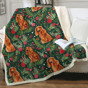 Mistletoe and Cocker Spaniels Christmas Ensemble Soft Warm Fleece Blanket-Blanket-Blankets, Chow Chow, Christmas, Dog Dad Gifts, Dog Mom Gifts, Home Decor-12