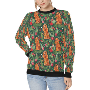 Mistletoe and Cocker Spaniels Christmas Ensemble Sweatshirt for Women-Apparel-Apparel, Christmas, Cocker Spaniel, Dog Mom Gifts, Sweatshirt-S-1